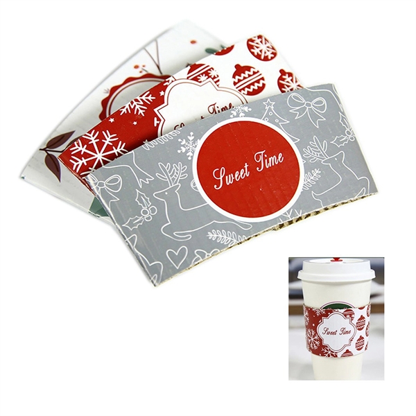 White Corrugated Coffee Cup Sleeve 1