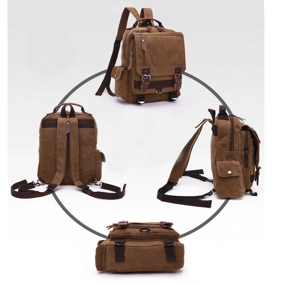 2 In 1 Canvas Backpack Messenger Bag 4