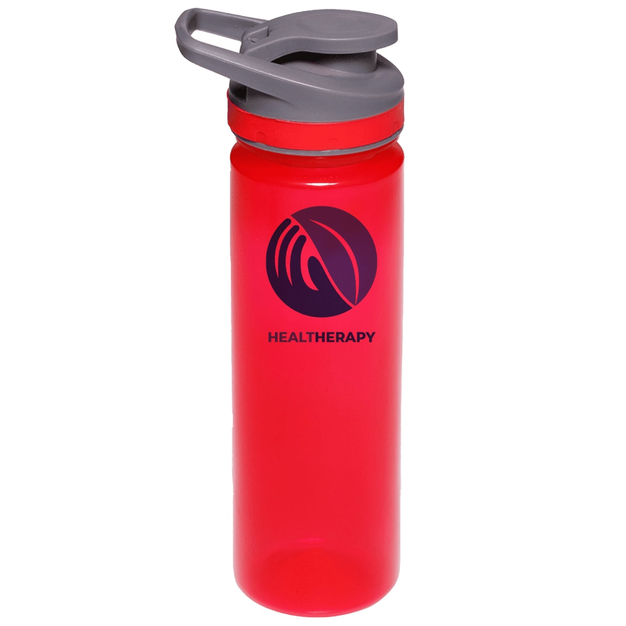 Plastic Sports Water Bottle with Flip Lid - Carry Handle, 22 12