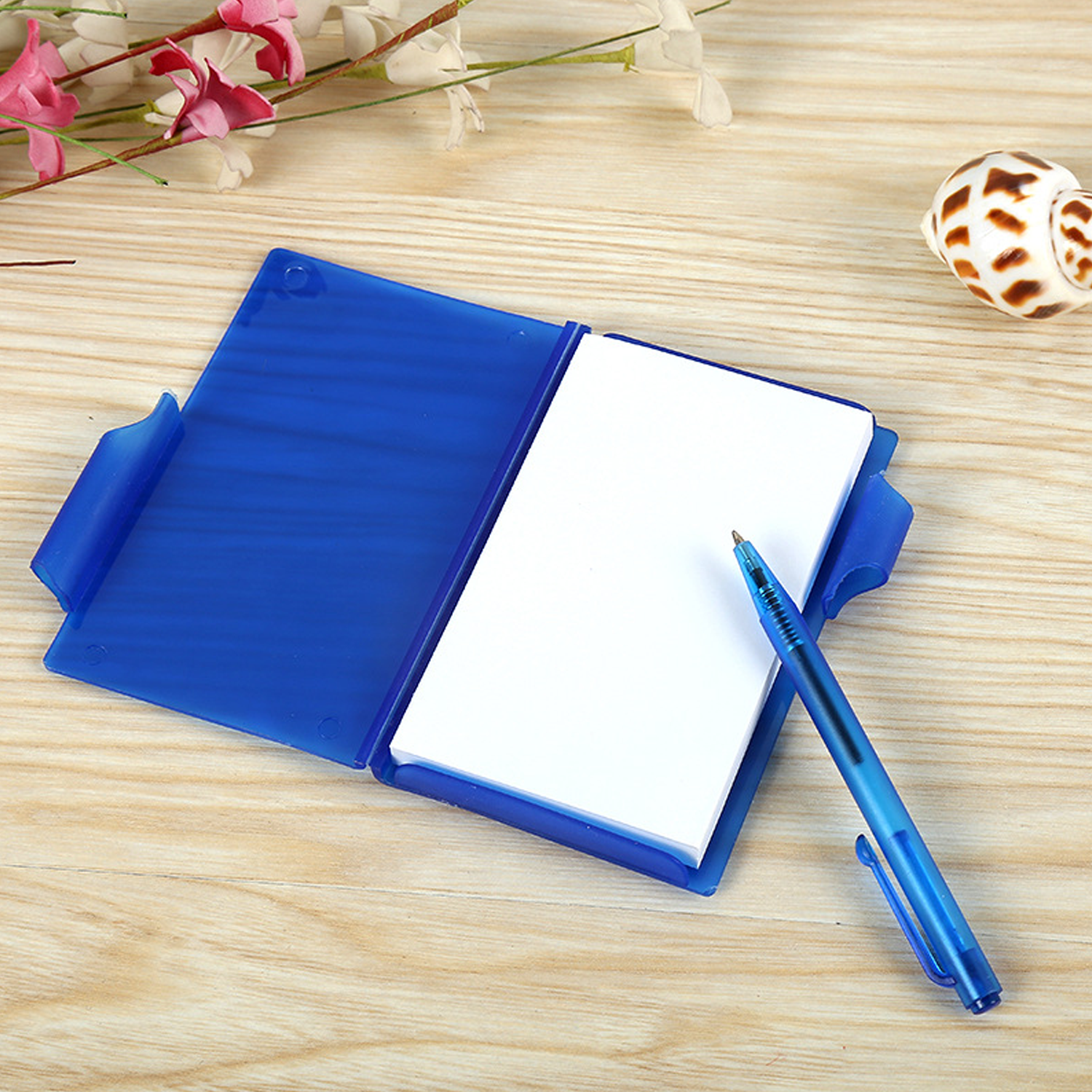 Mini Portable Plastic Box Notepad w/ Pen 10