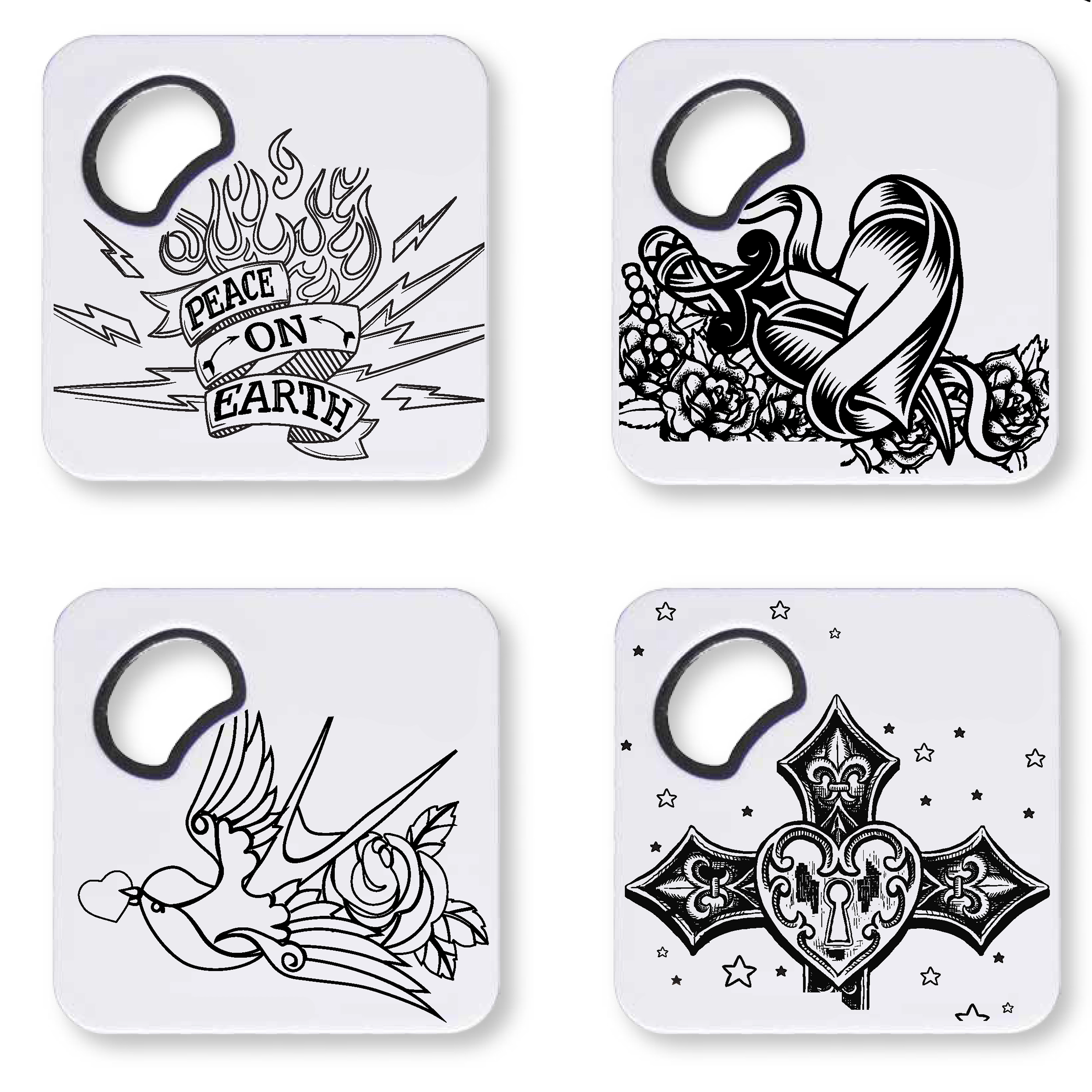 Magnetic Coaster With Bottle Opener Set