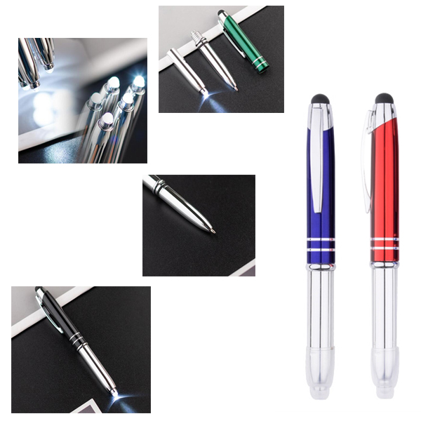 Metal Ballpoint Pen W/ Stylus & Flashlight 1