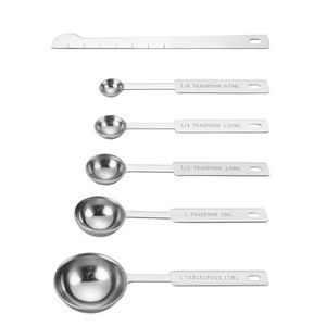 6 In 1 Stainless Steel Measuring Spoon With Leveler Engraved Measurement Marks 25