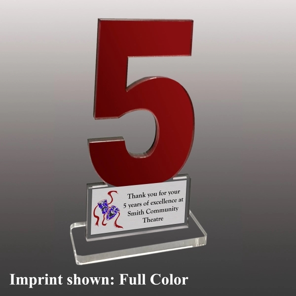 Number Five Shaped Acrylic Award - Full Color