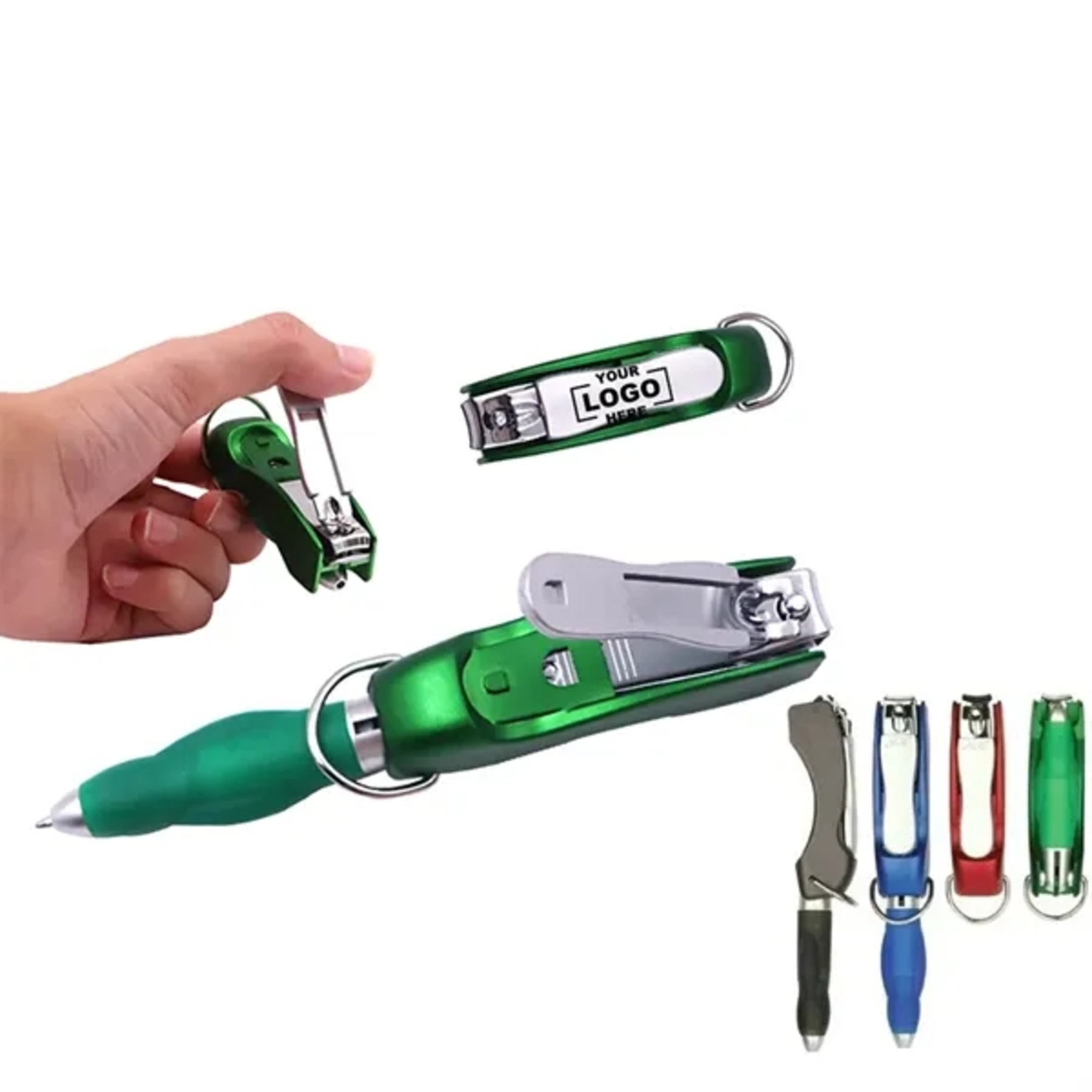 Foldable Ballpoint Pen With Nail Clipper Keychain
 1