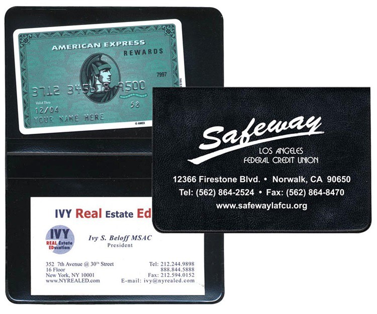 Executive Vinyl Fold Over Card Cases with Two Clear Pockets 6