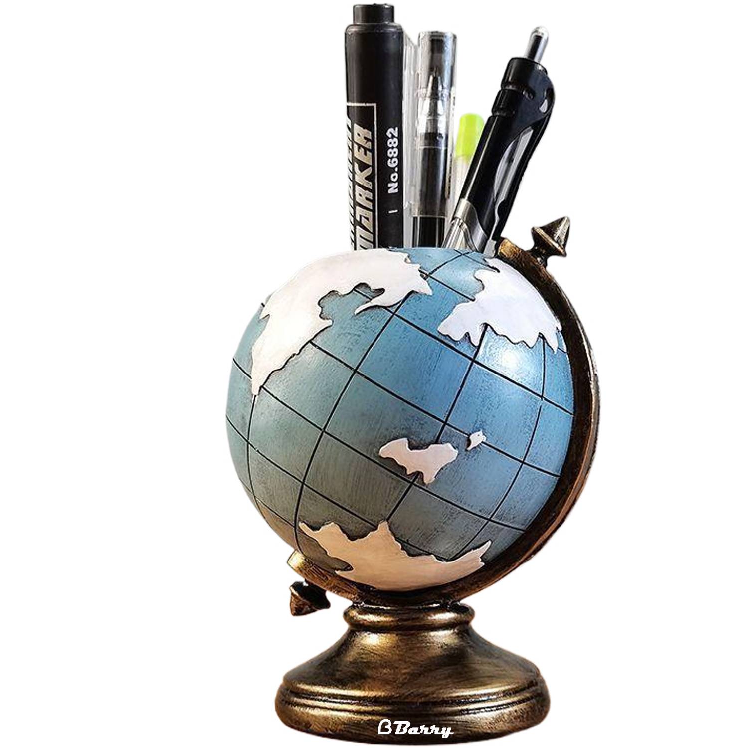 Resin Desk Globe Pen Holder