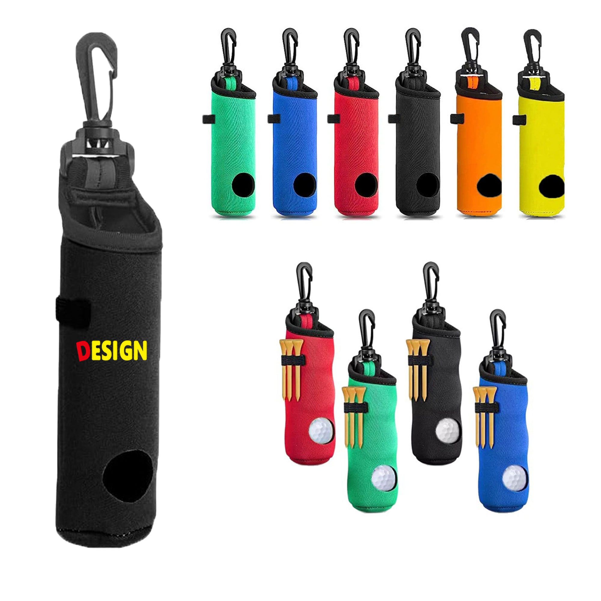 Golf Ball Storage Bag In Neoprene With Carabiner 2