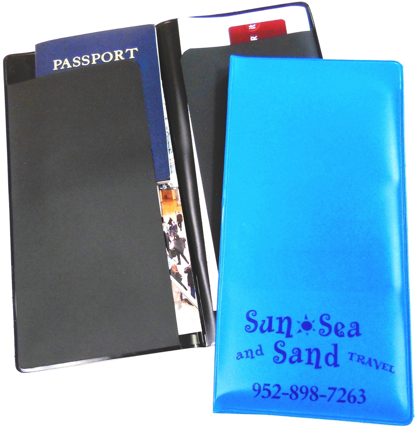 Travel/Insurance Document Holder w/2 Opaque Pockets Inside 4 3/8 x 9 1/4 1