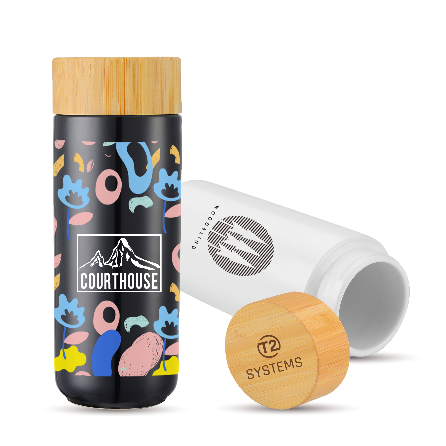 10 oz. Double Wall Ceramic Bottle w/Bamboo Lid 6