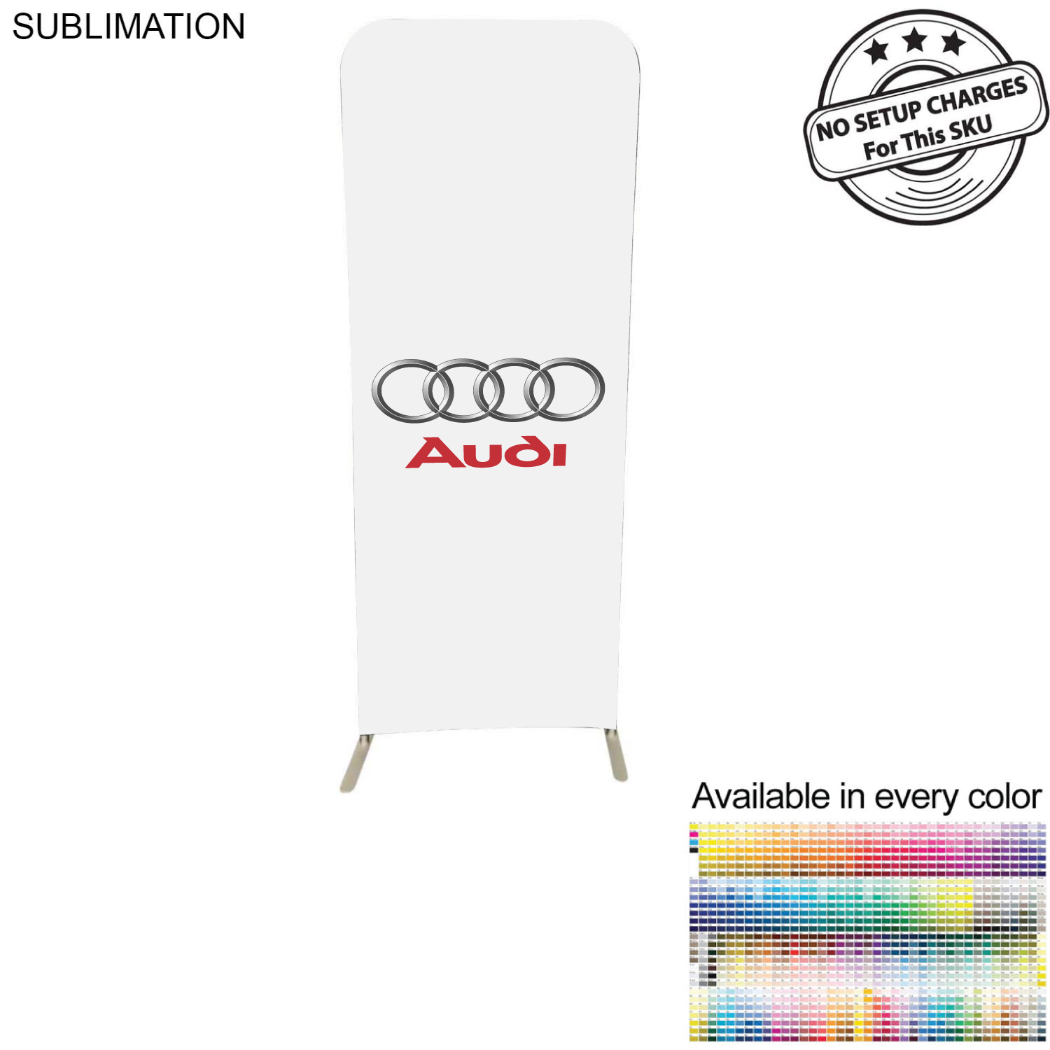 Product Branding 2'W x 78"H EuroFit Tension Fabric Banner Display Kit, Graphics Double Sided 2
