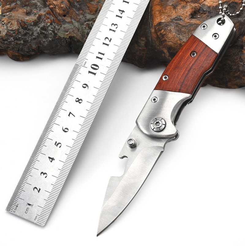 Stainless Steel Folding Pocket Knife with Wooden Handle 3