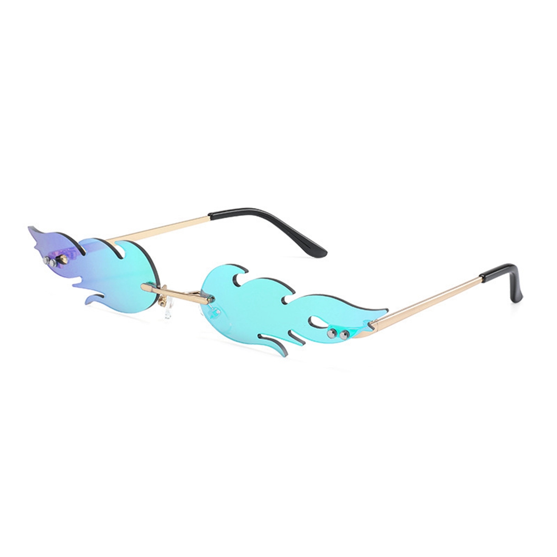 Rimless Fire Flame Metal Sun Glasses 5