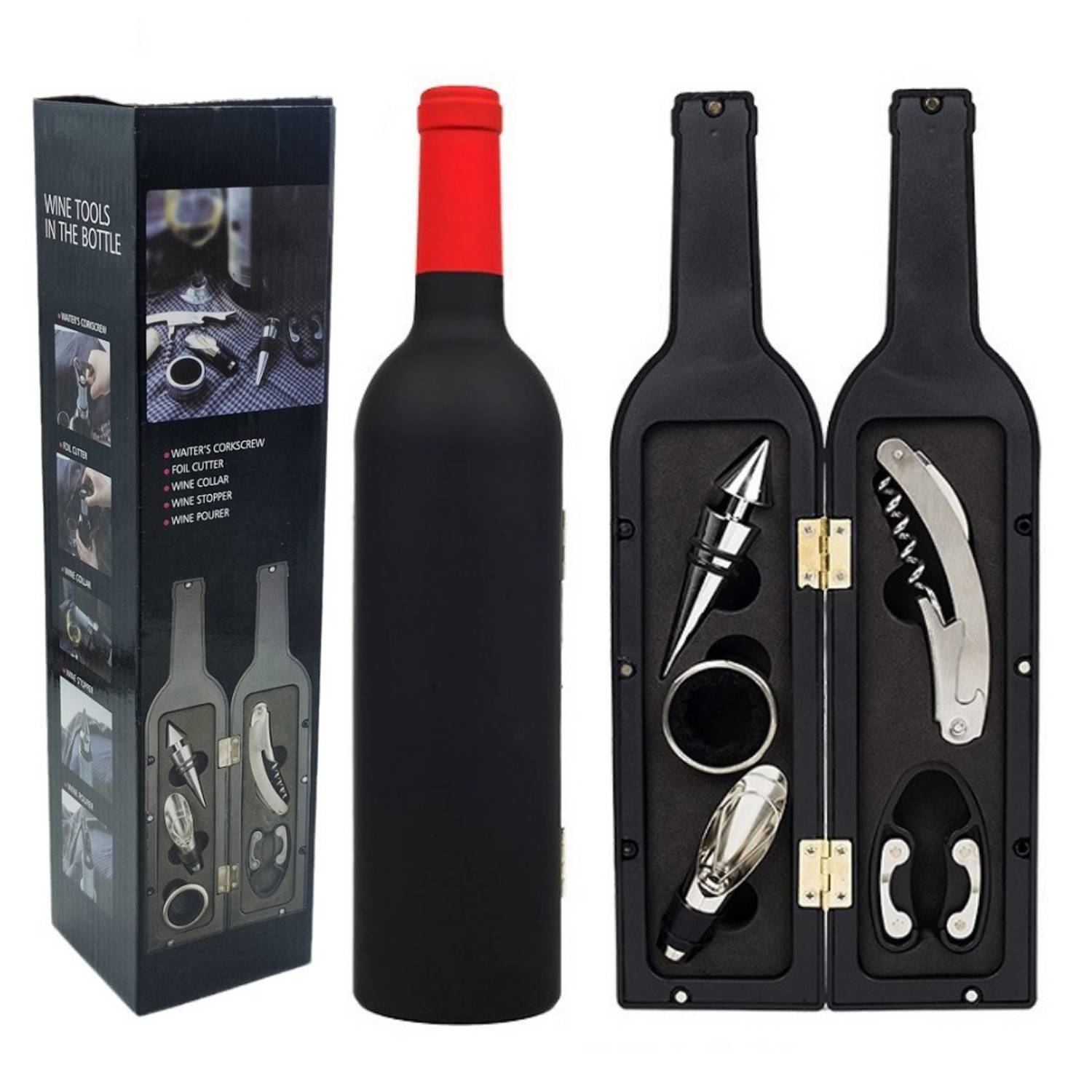 Bottle-Shaped Wine Tool Gift Set 6