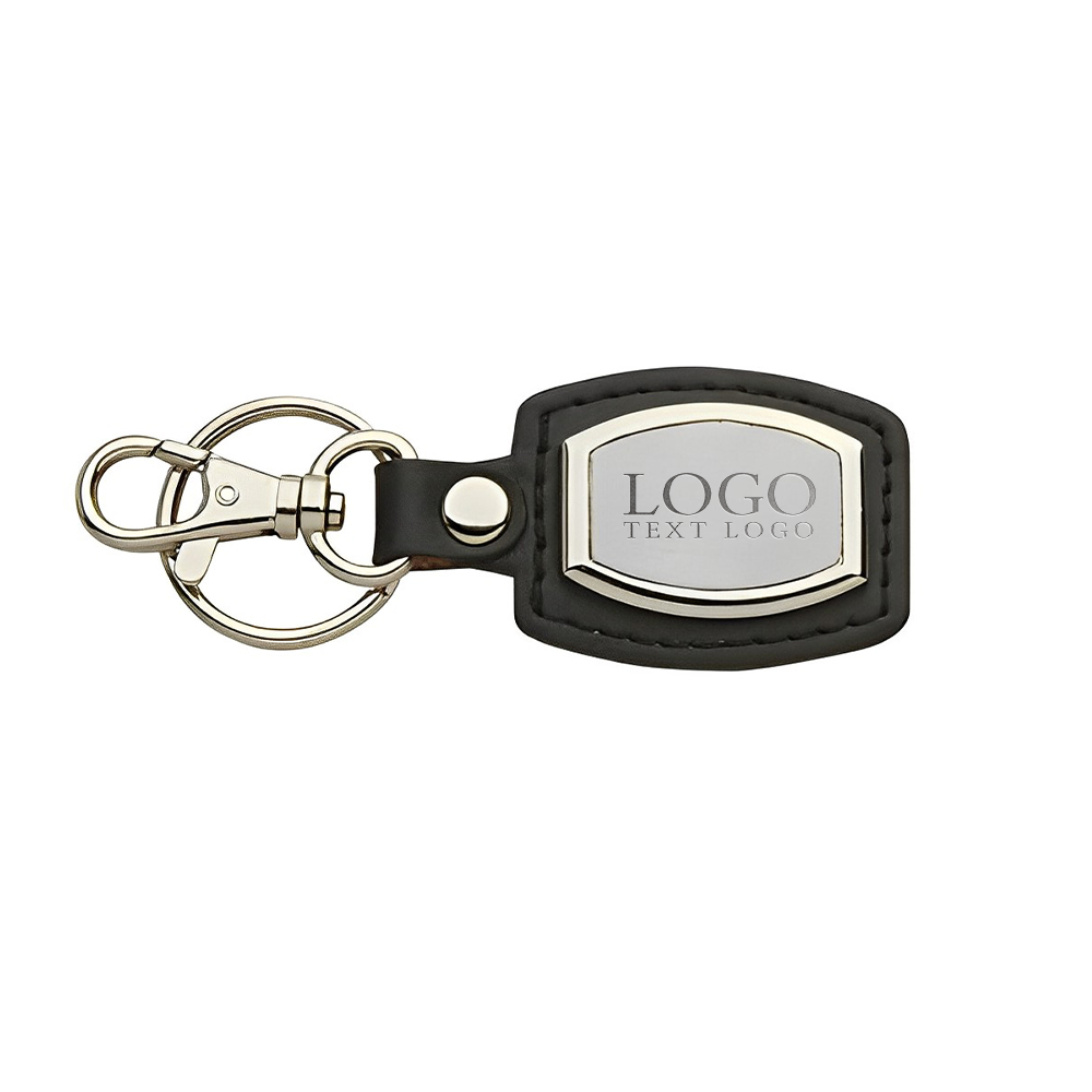 Leather And Brushed Plate Keyring Gift Keychain 2