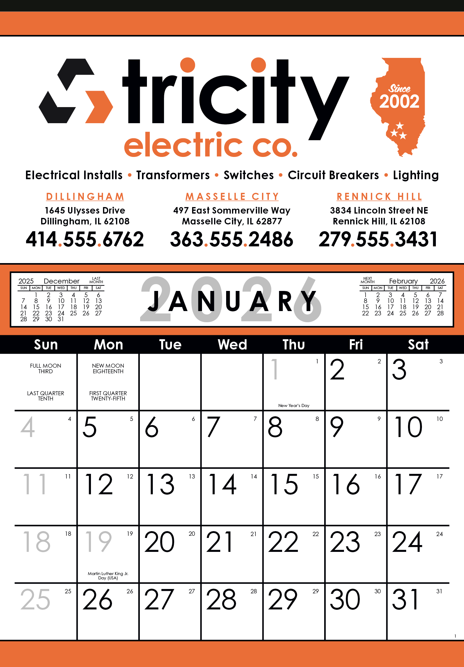 Skinner & Kennedy® Commercial 12-Sheet Calendar 12