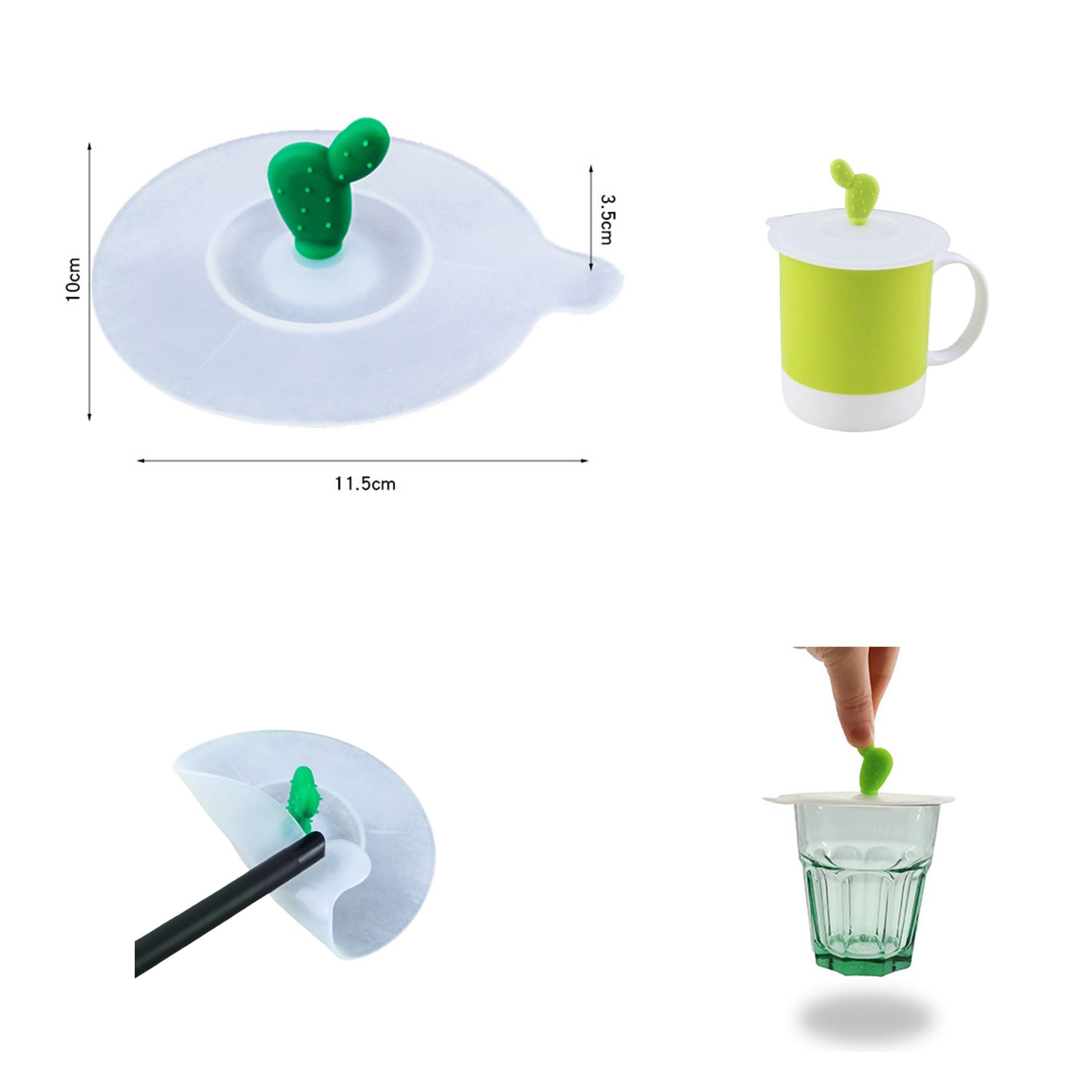 Cactus Sealed Silicone Mug Lid 2