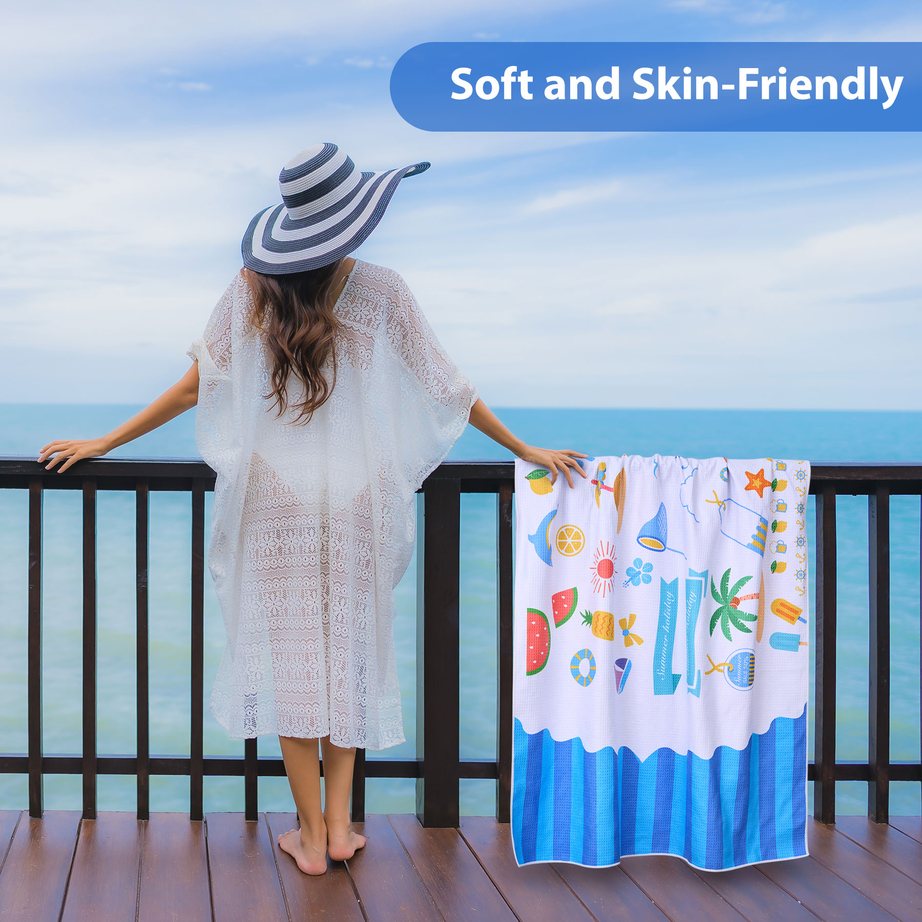 390GSM Sublimated Waffle Beach Towel 10