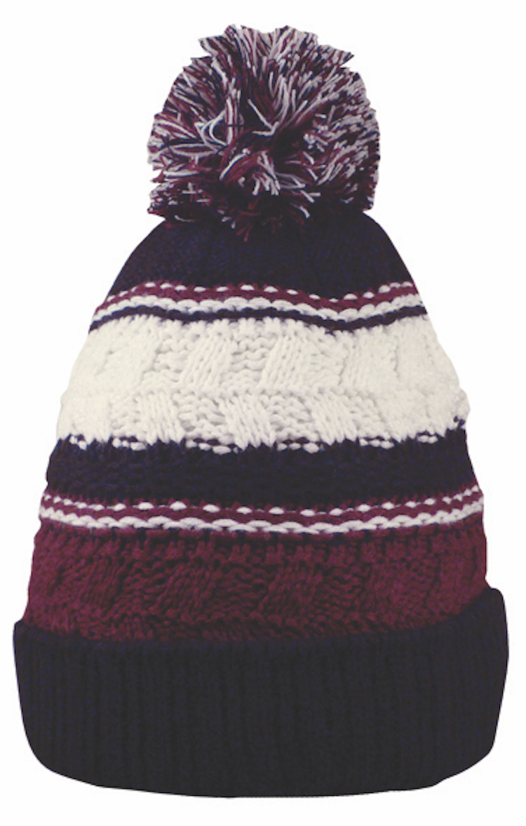 Striped Team Pom Beanie 8