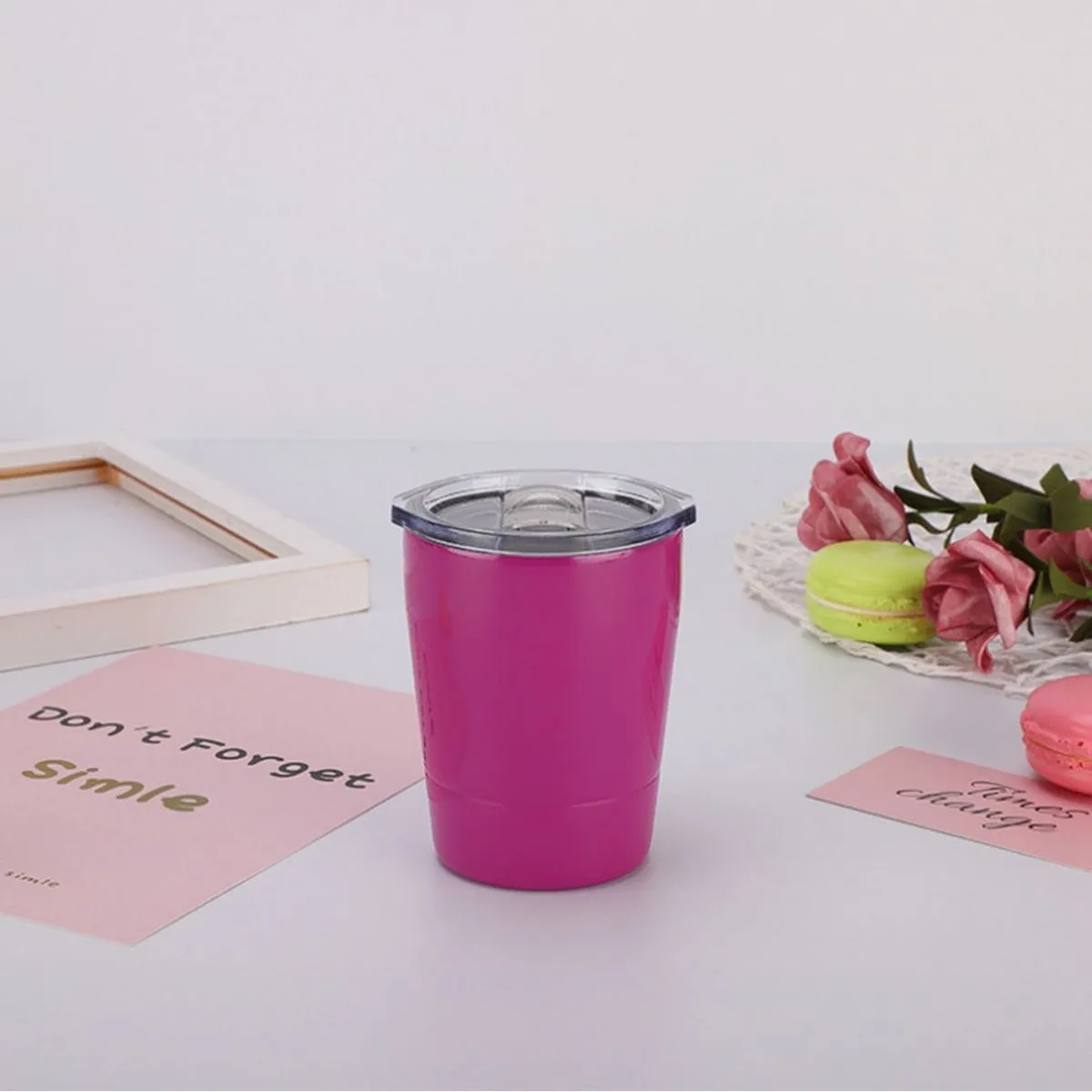 8 Oz Coffee Tumbler Stainless Steel Kids Milk Mug With Lid 12
