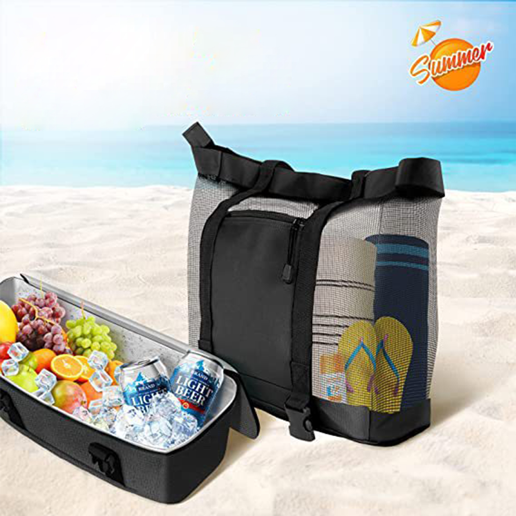 pu nylon Mesh Beach Tote Bag 3