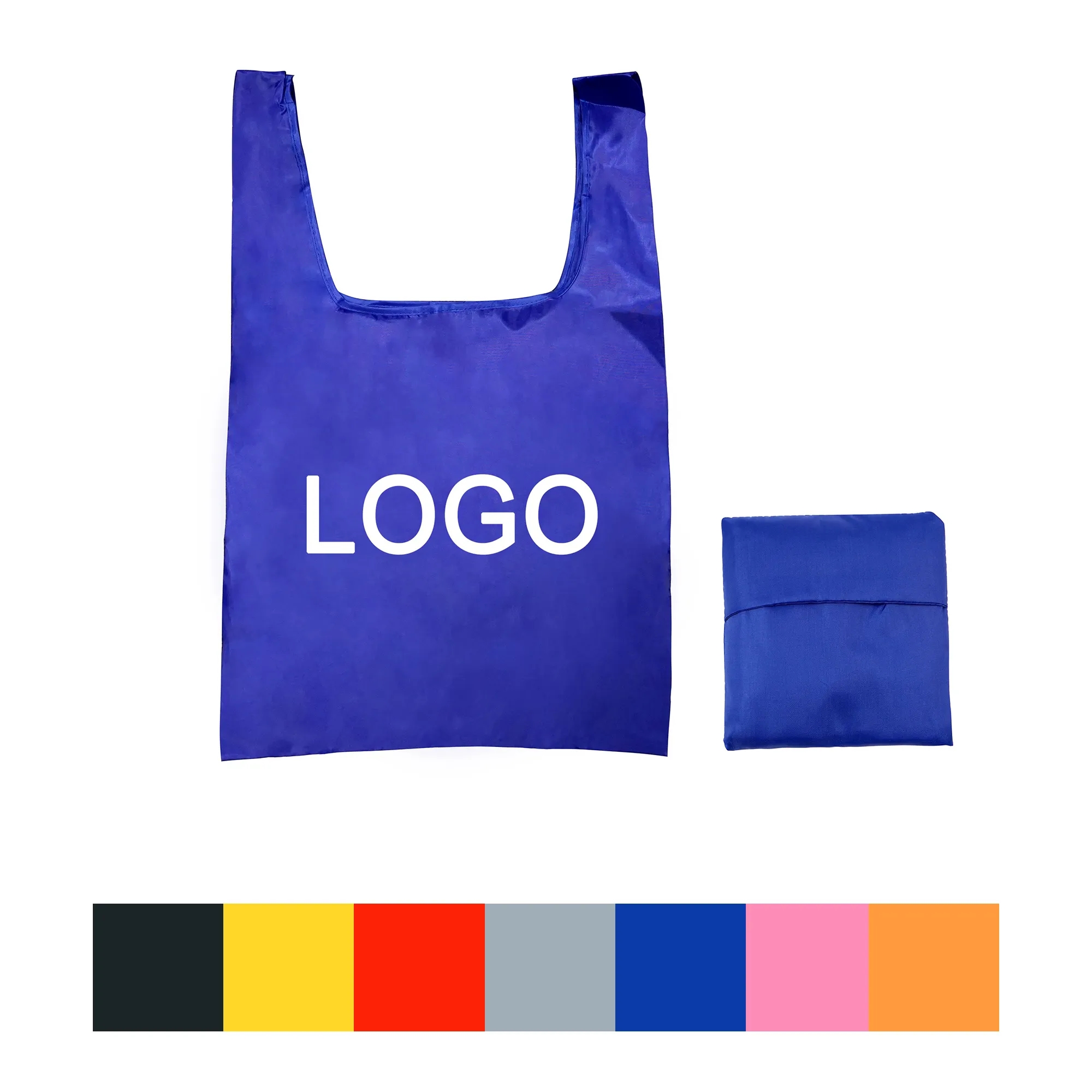 Protable Reusable Grocery Bag With Pouch, custom tote bag with logo imprint 2