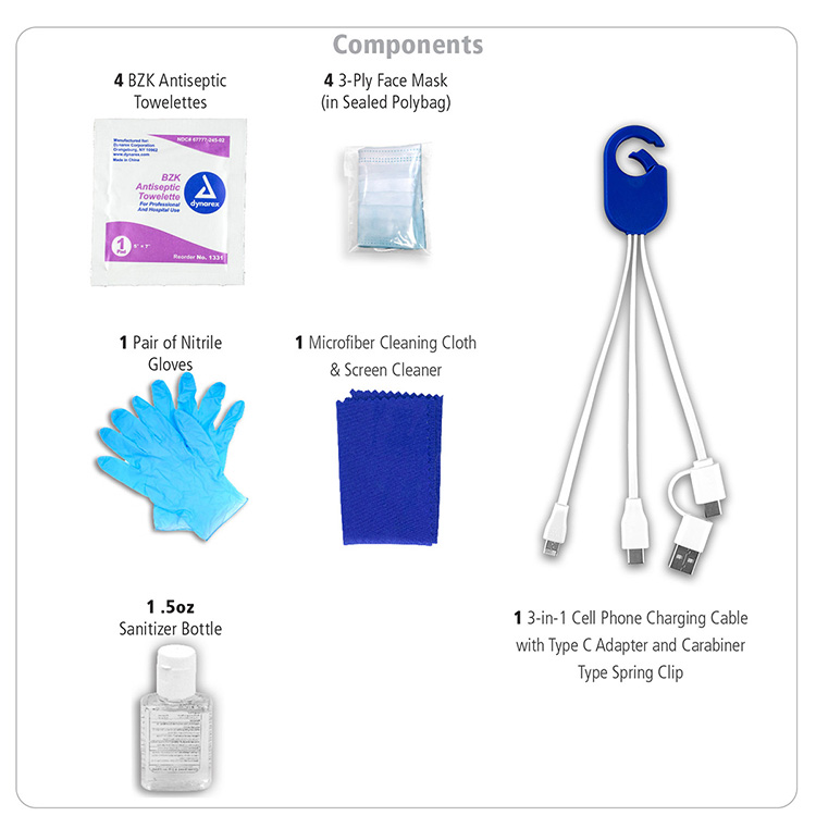 "Jupiter" 12 Piece Safety Kit in Zipper Pouch with Carabiner Attachment 7