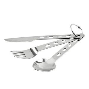 3 In 1 Stainless Steel Knife Fork Spoon Set Flatware With Key Ring 6