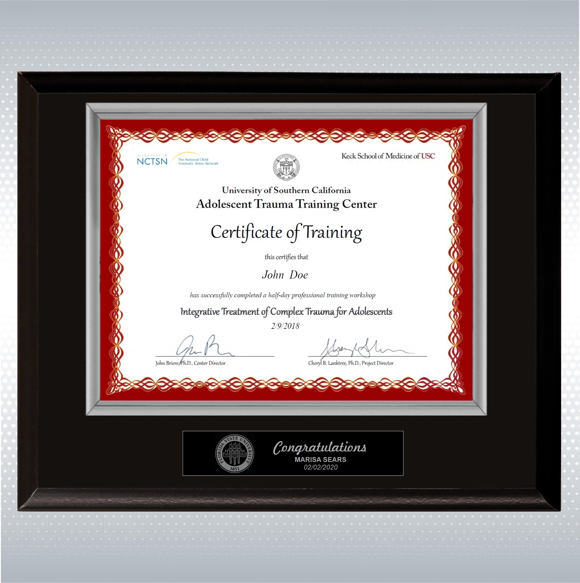 Black Matte Finish Certificate Plaque 12