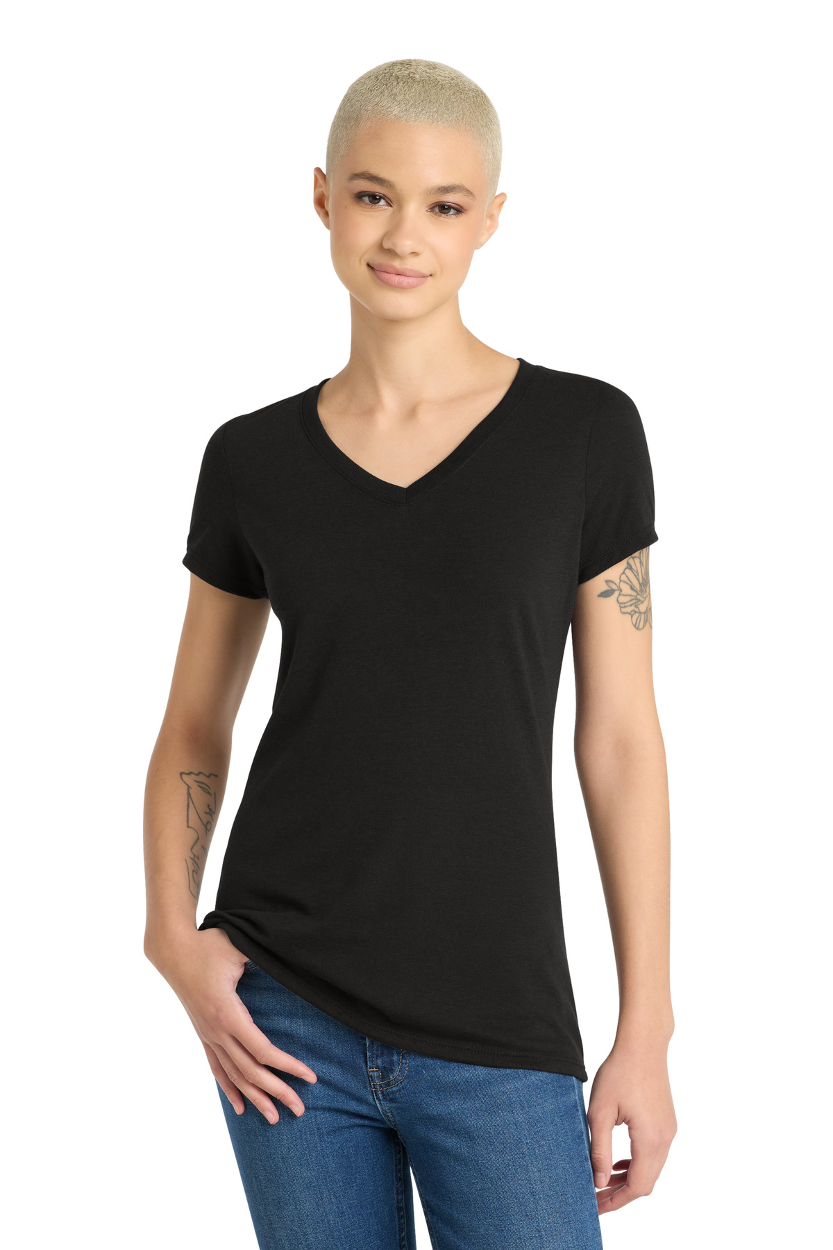 District Women's Perfect Tri V-Neck Tee. DM1350L 57