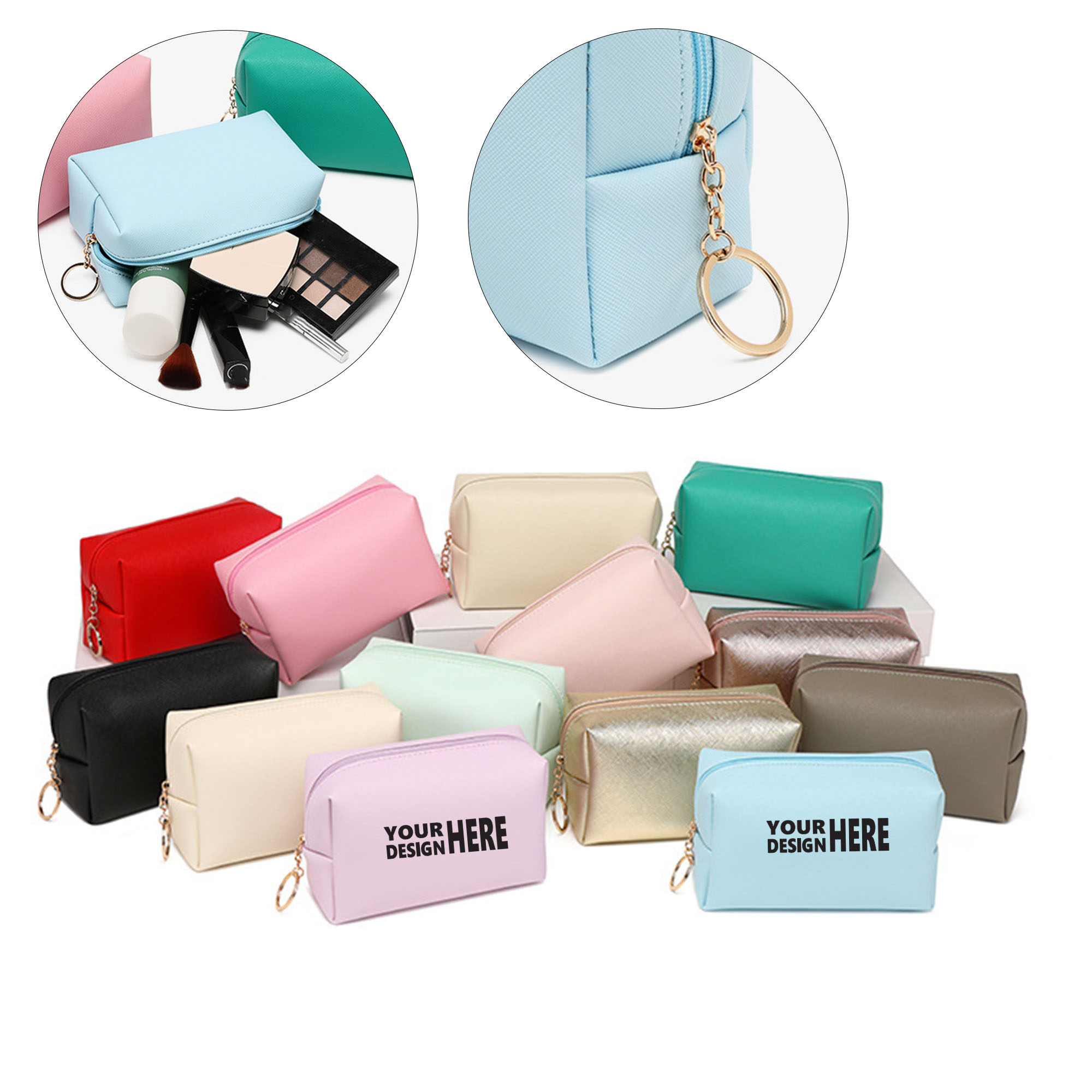 PU Waterproof Portable Square Makeup Bag 2