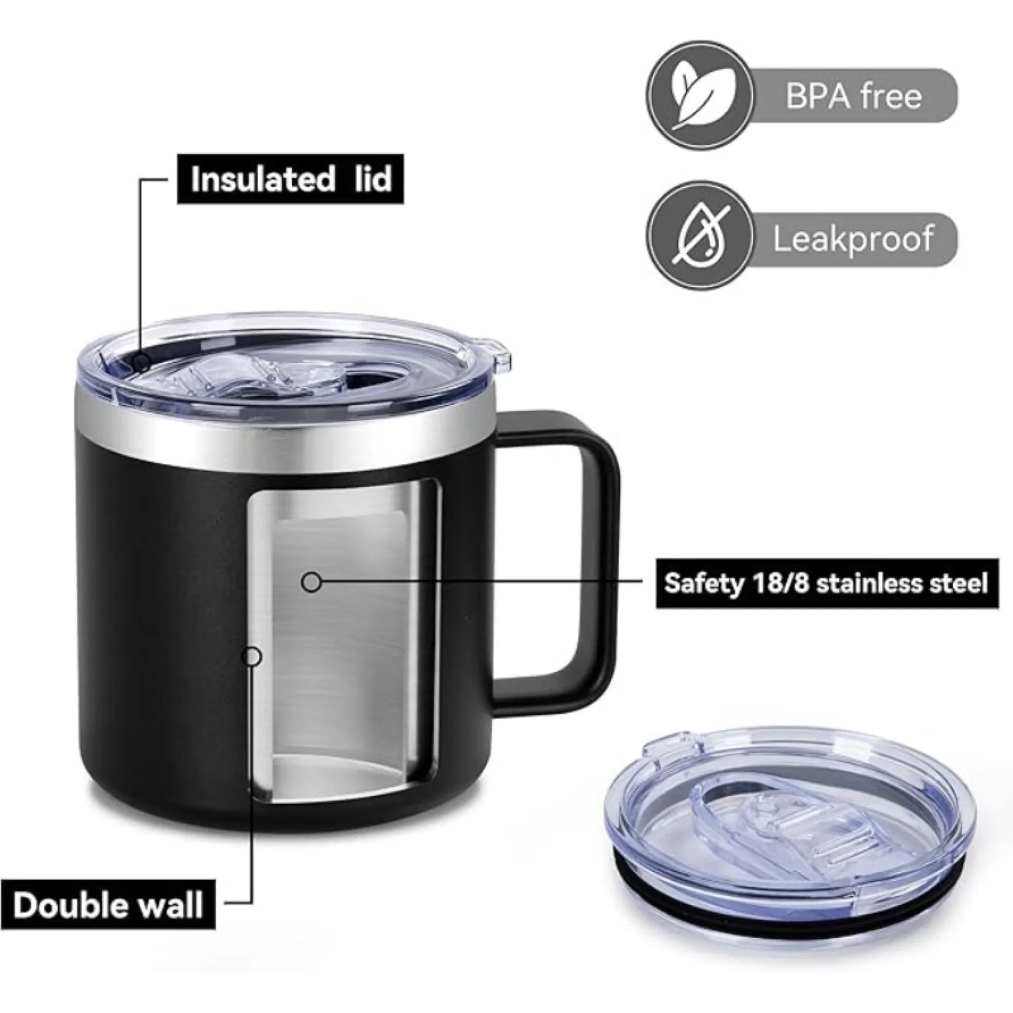 12oz Stainless Steel Insulated Mug With Lid 4