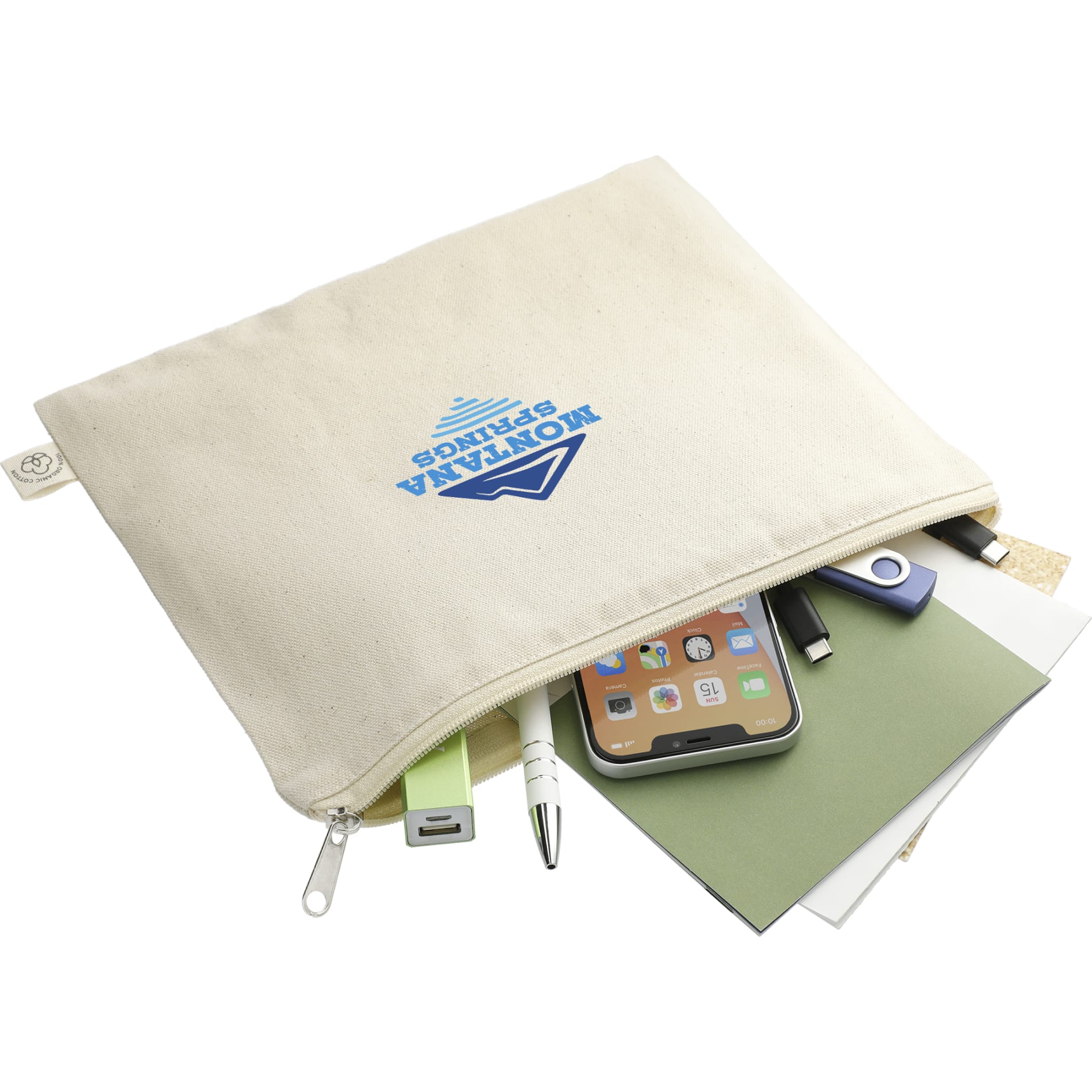 Organic Cotton Flat Travel Pouch 20