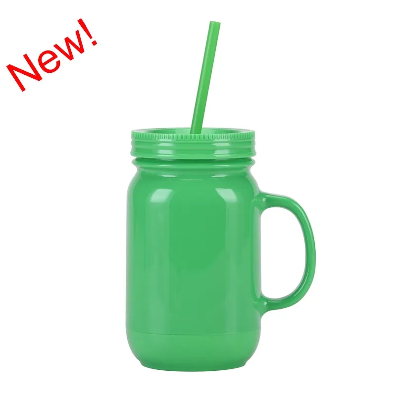 20OZ Double Plastic Mason Bottle With Straw 18