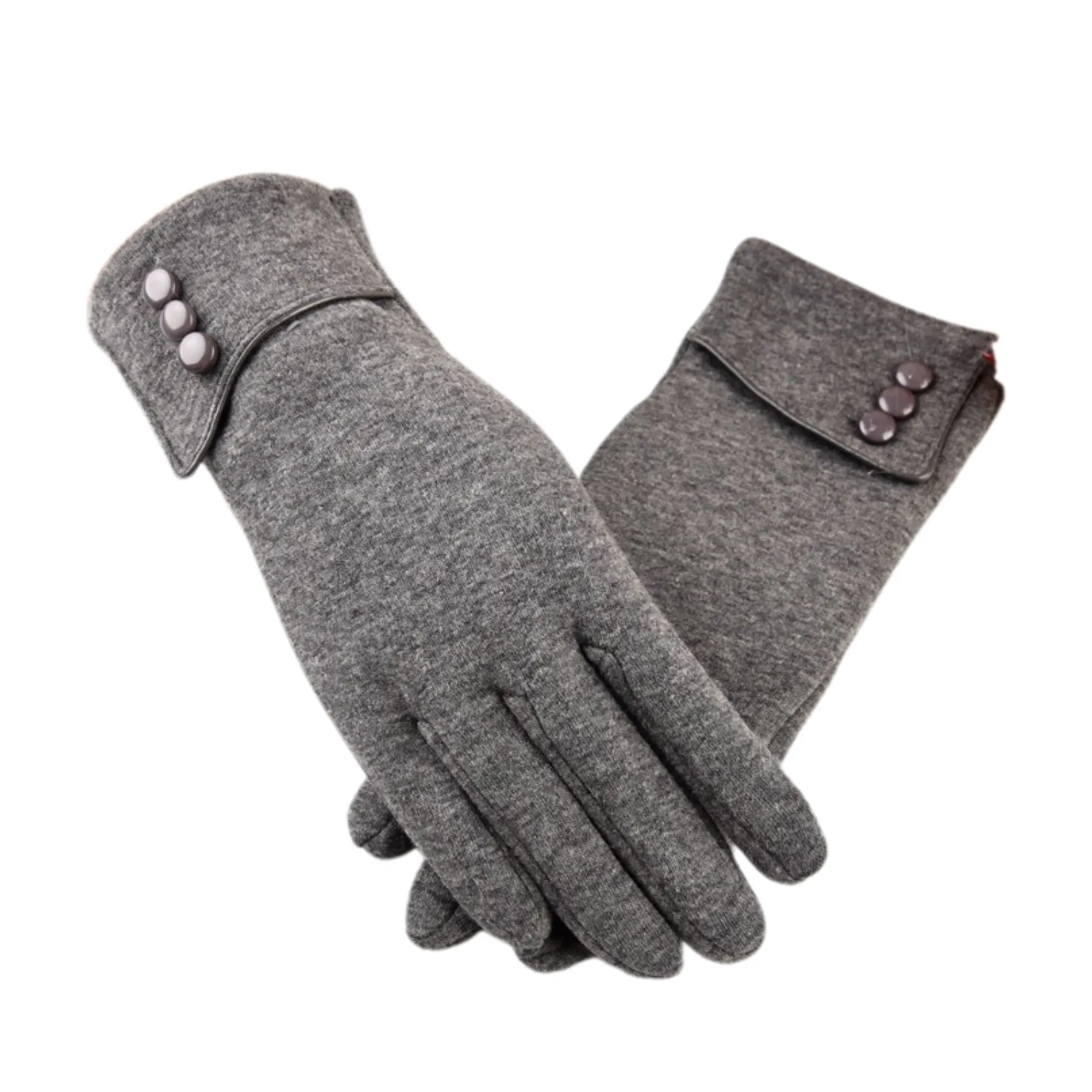Winter Fleece-Lined Three-Button Flip-Top Thermal Gloves 4