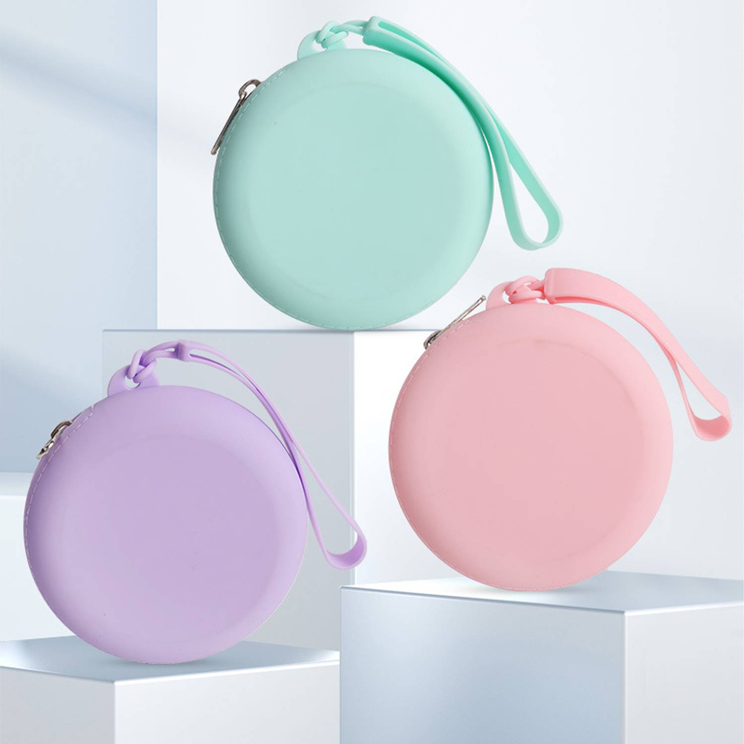 Minimalist Circular Silicone Macaron Mini Coin Bag 3