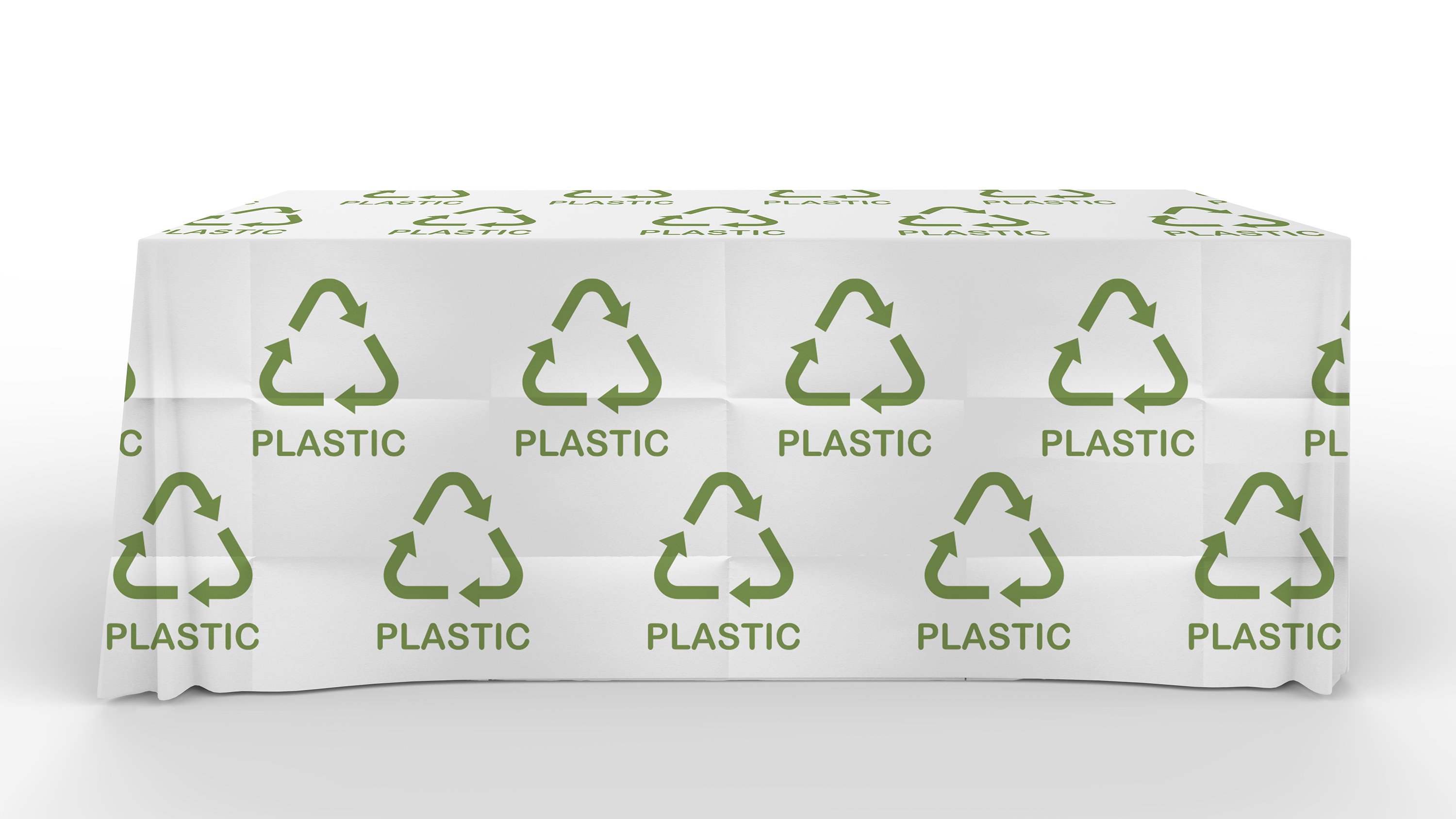 6' Flat, 3 Sided Recyclable White Plastic 1 Color Step and Repeat Table Cover 1