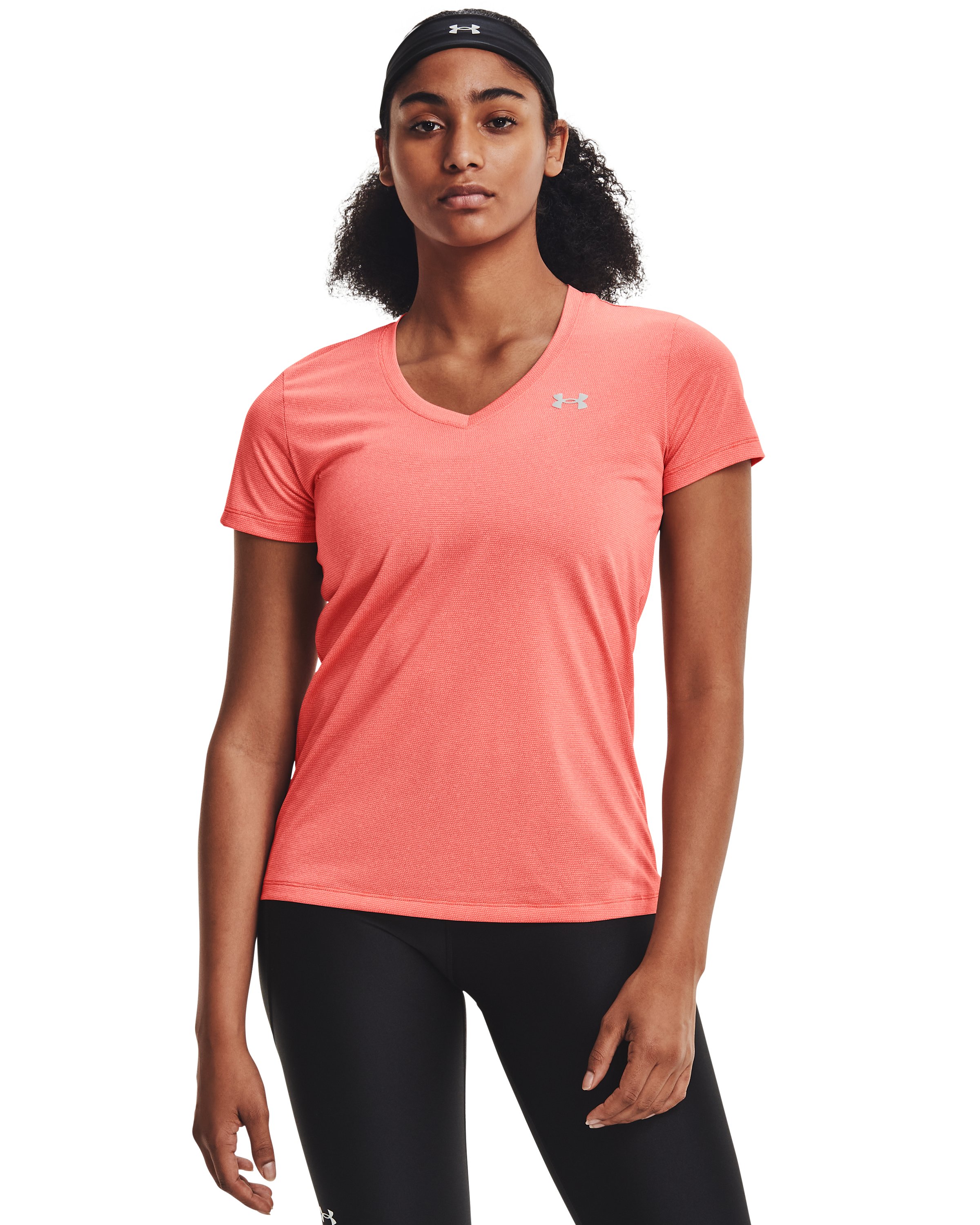 Women's UA Tech Bubble Heather Short Sleeve V-Neck  11