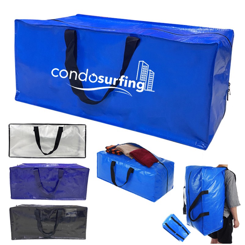 Reusable Custom Printed Foldable Large Transparent Storage Bags Heavy Duty PP Woven Moving Bags 1
