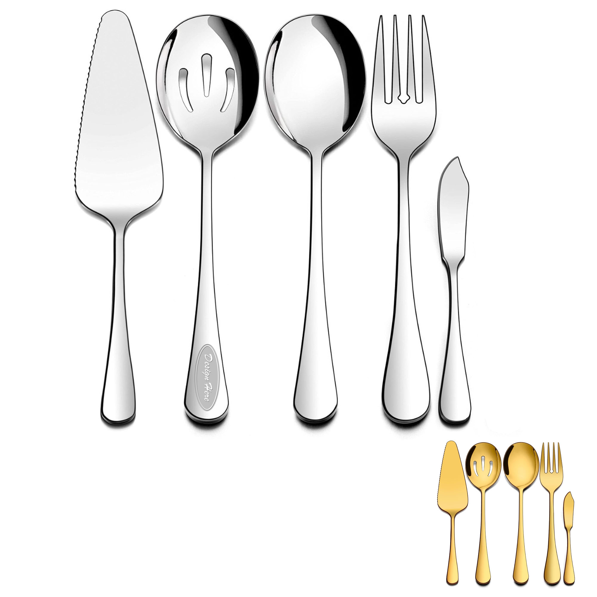 Stainless steel self-service utility spoon and fork 3