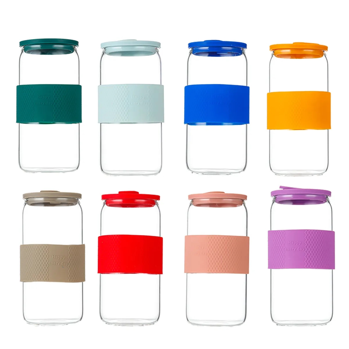 16oz Can Shaped Glass Cups with Silicone Sleeve 6