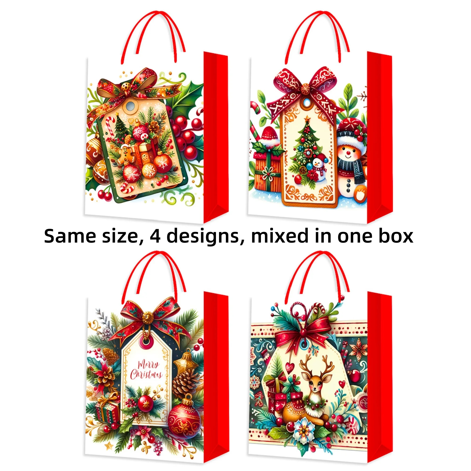 Christmas Gift Bag - Golden Floral Design For Holidays 4