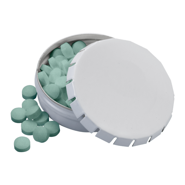 2 1/8" Large Round Push Tin with Mints 30