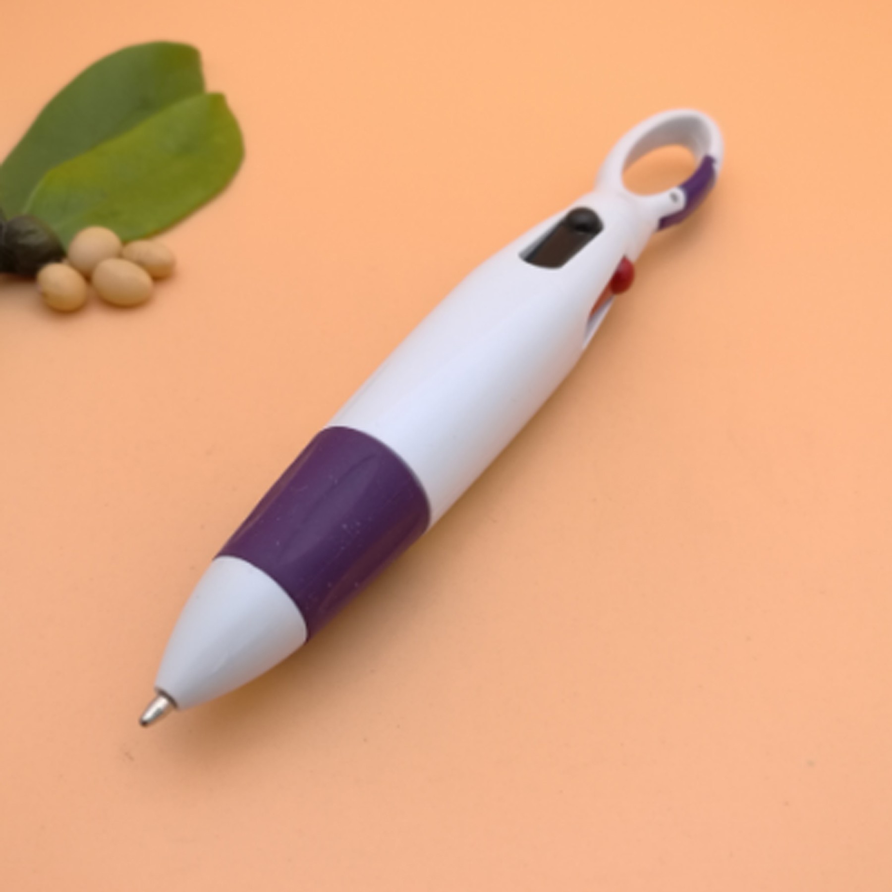 Retractable Four-color Shuttle Pens with Carabiner Clip 8