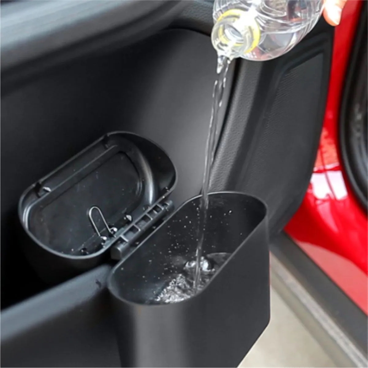 Mini Car Trash Can With Push Lid Door Mount 2
