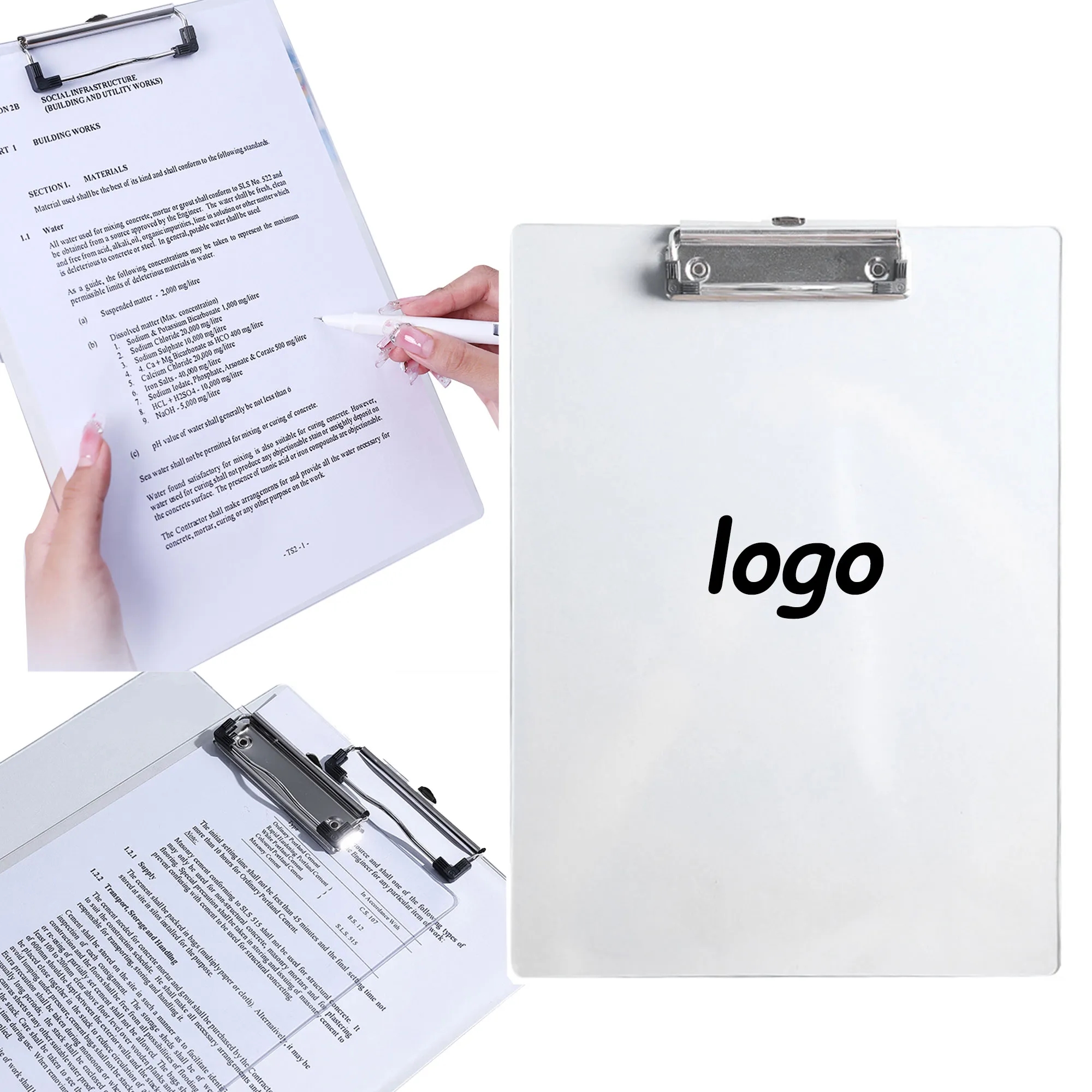 MOQ 10 Transparent Acrylic A4 Folder Portable Writing Board 4