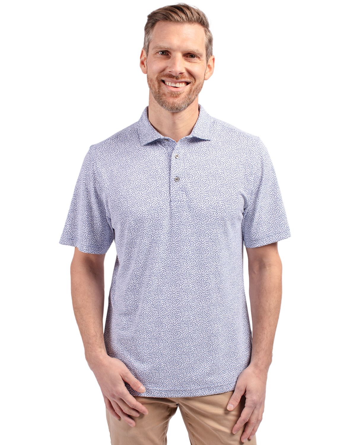 Cutter & Buck Virtue Recycled Botanical Print Featherlight Pique Mens  Polo 10