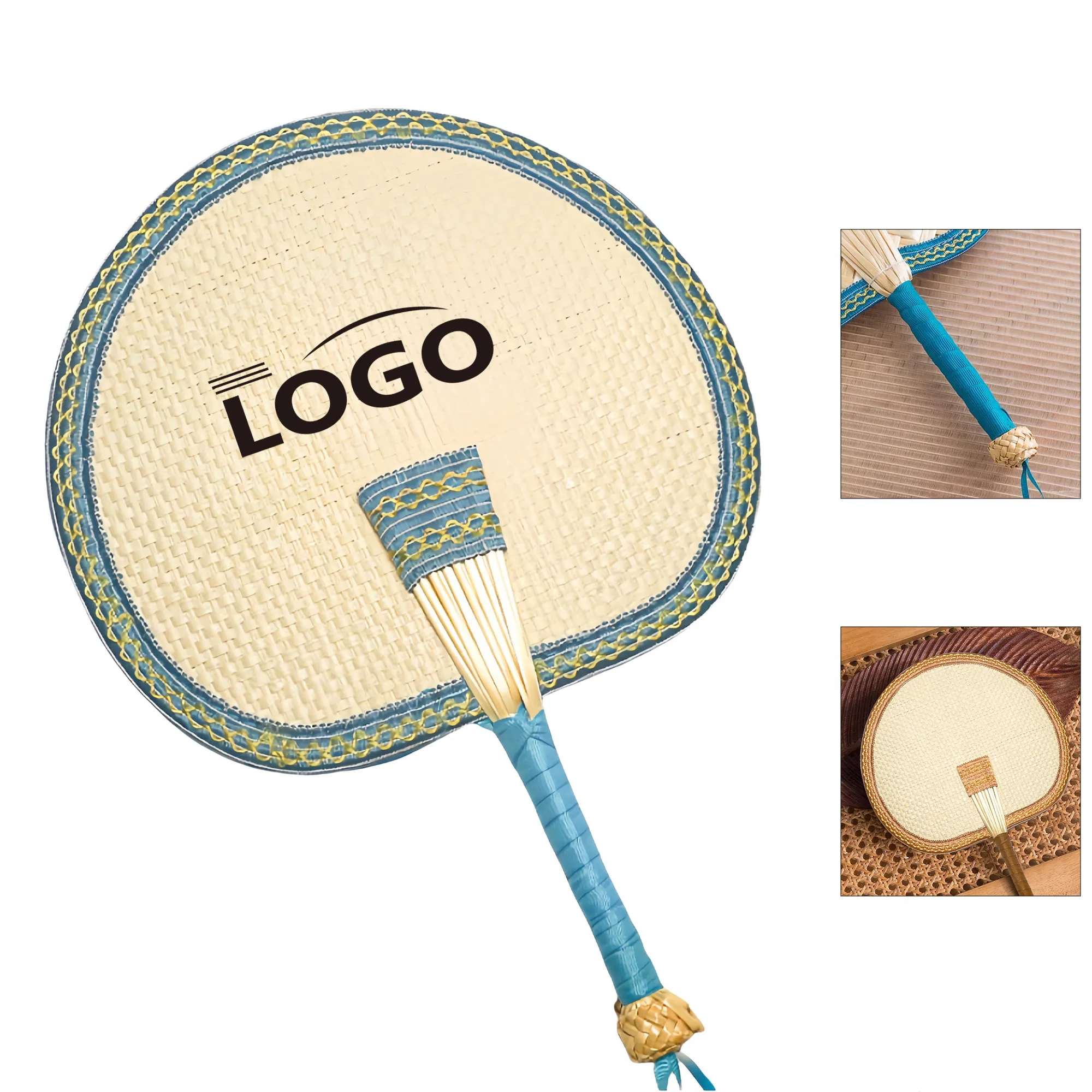 Handmade Wheat Straw Fan Large Traditional Summer Cooling
