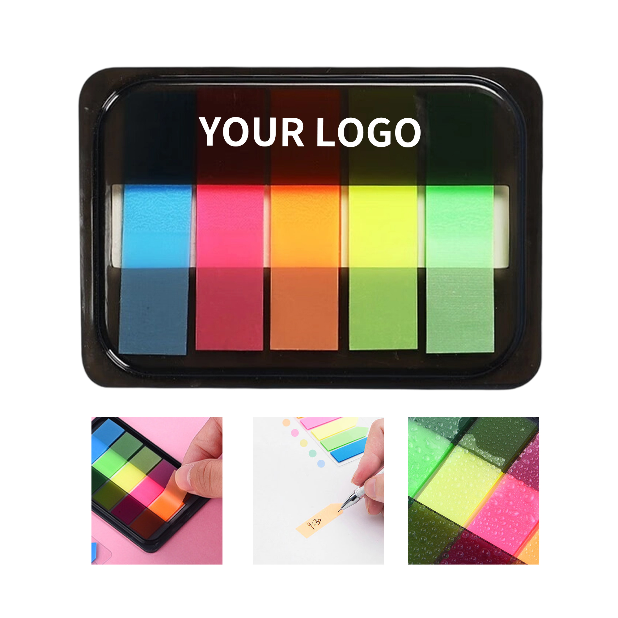 Plastic Pop Up Sticky Note Tab Box With 5 Colors 3.1 x 2.1" 2
