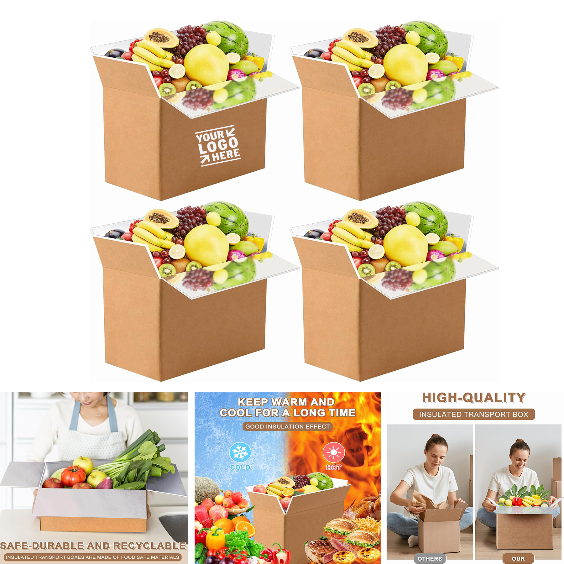 Insulated Thermo Chill Insulated Frozen Food Reusable Shipping Box with Aluminum Foil Liner